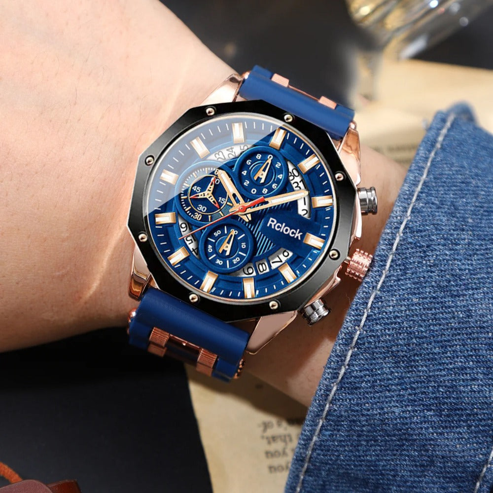 Men's Quartz Watch - 's Silicone Strap Set 2pcs Sports Casual Wristwatch Calendar Display - product detail view 5