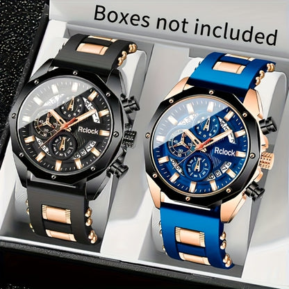 Men's Quartz Watch - 's Silicone Strap Set 2pcs Sports Casual Wristwatch Calendar Display - product detail view 8