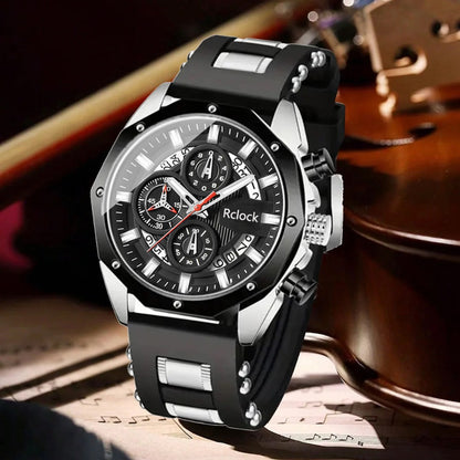 Men's Quartz Watch - 's Silicone Strap Set 2pcs Sports Casual Wristwatch Calendar Display - product detail view 11