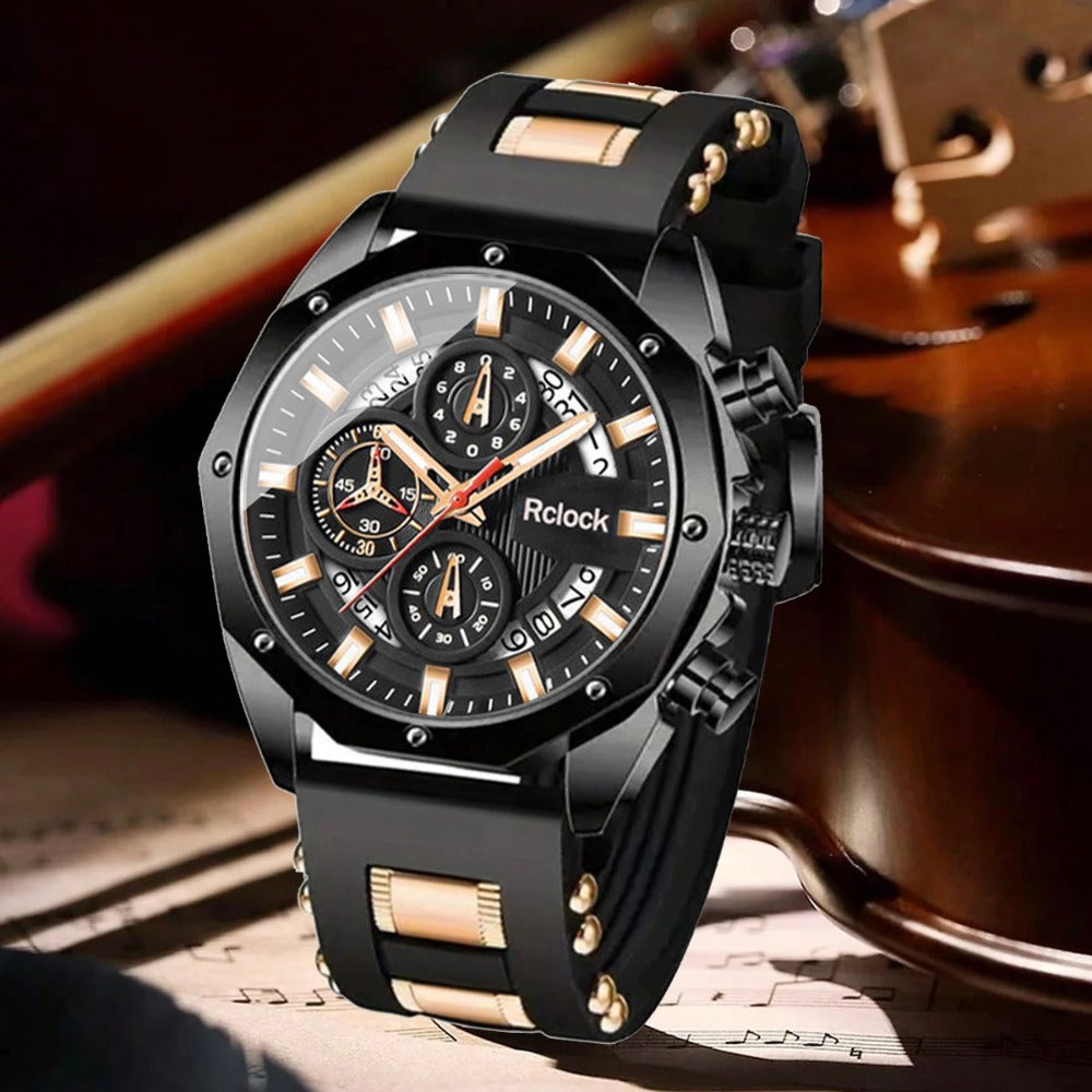 Men's Quartz Watch - 's Silicone Strap Set 2pcs Sports Casual Wristwatch Calendar Display - product detail view 14