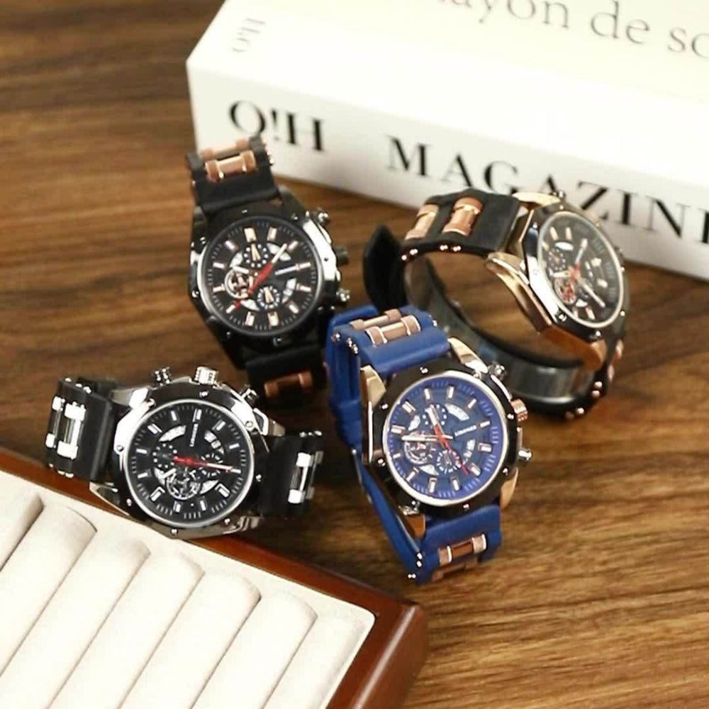 Men's Quartz Watch - 's Silicone Strap Set 2pcs Sports Casual Wristwatch Calendar Display - product detail view 15