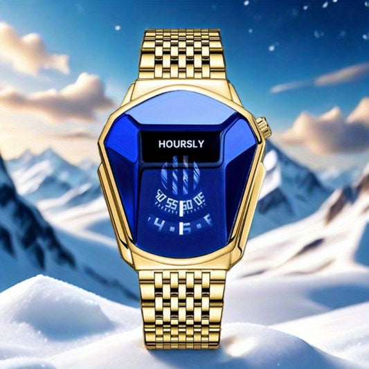 Men's Quartz Watch - 's Sport Digital with Polygonal Dial & Stainless Steel Strap - Stylish - main product view