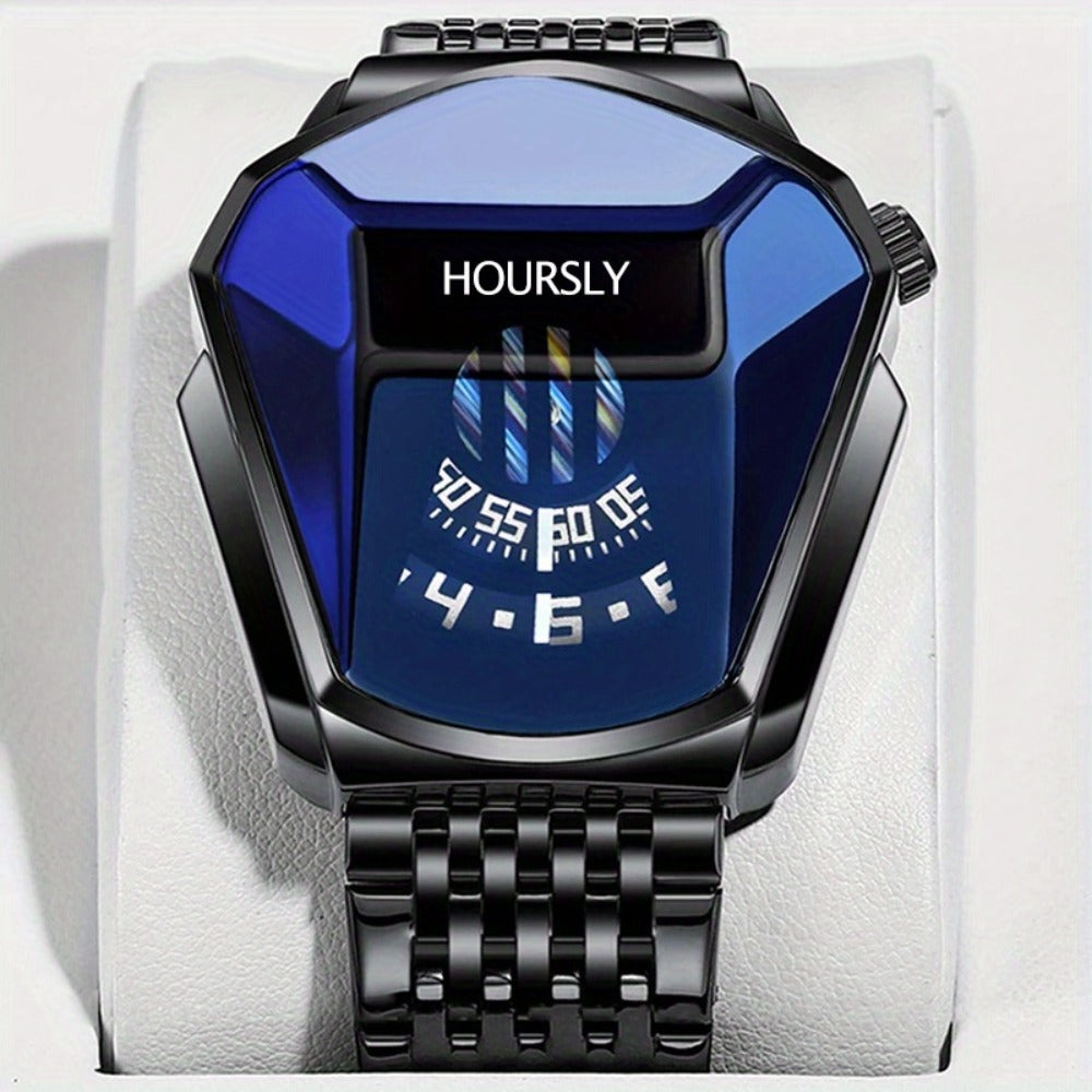 Men's Quartz Watch - 's Sport Digital with Polygonal Dial & Stainless Steel Strap - Stylish - product detail view 5