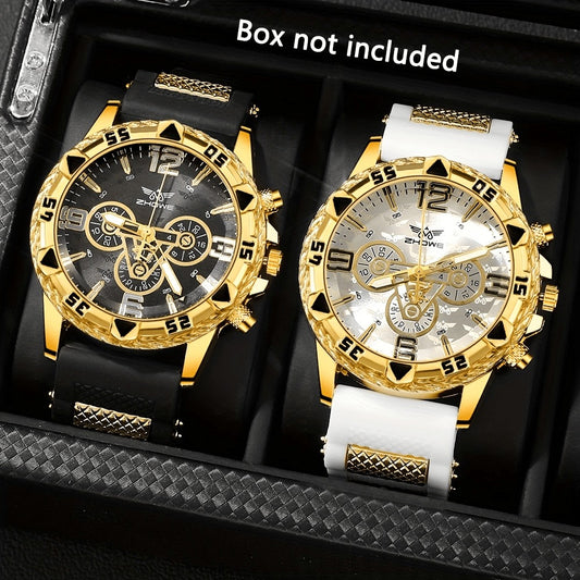 Men's Quartz Watch - 's Sports Set of 2 Large Dial Silicone Strap Wristwatch for , Casual - main product view