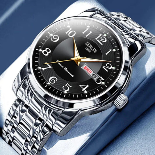 Men's Quartz Watch - 's Stainless Steel Business with Date Display - Luxury Analog Dress - main product view