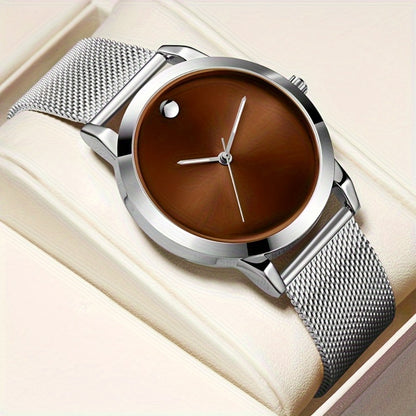 Men's Quartz Watch - 's Stainless Steel Casual Minimalist Wristwatch with Metal Band Elegant - product detail view 14