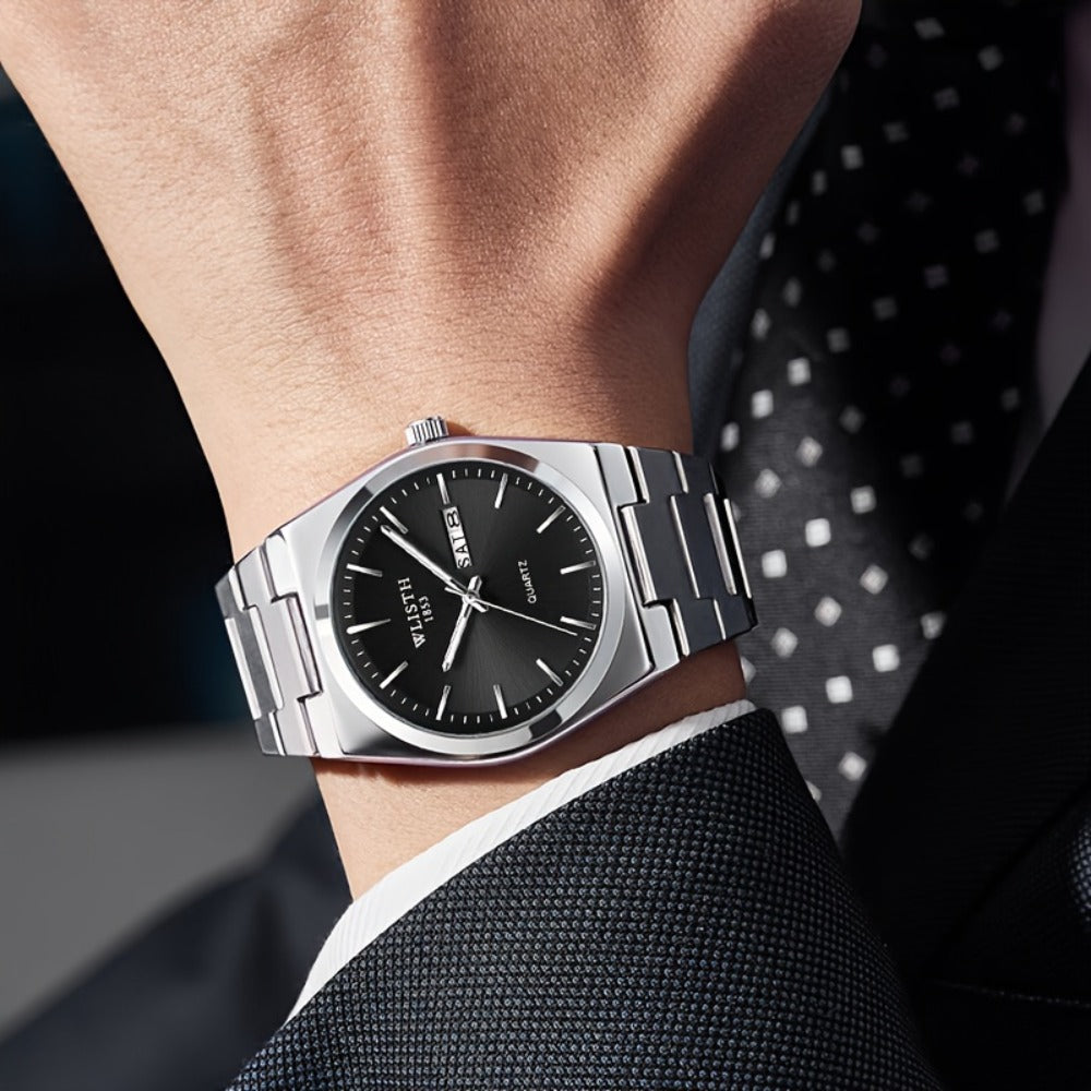 Men's Quartz Watch - 's Stainless Steel Luminous Hands Date Display Sport Business Wristwatch - product detail view 10