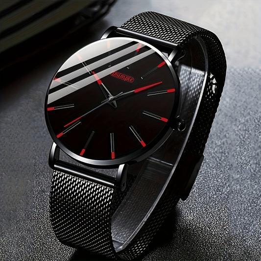 Men's Quartz Watch - 's with Stainless Steel Mesh Band | Chronograph, Date & Day Display - main product view