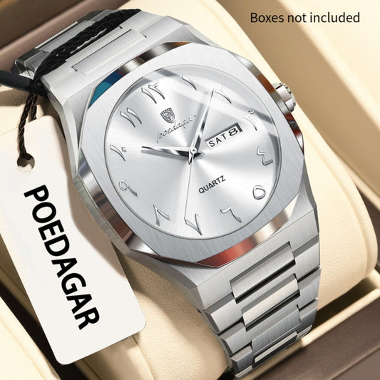 Men's Quartz Watch - 's Stainless Steel Minimalist Analog Wristwatch with Date & Week Display - main product view