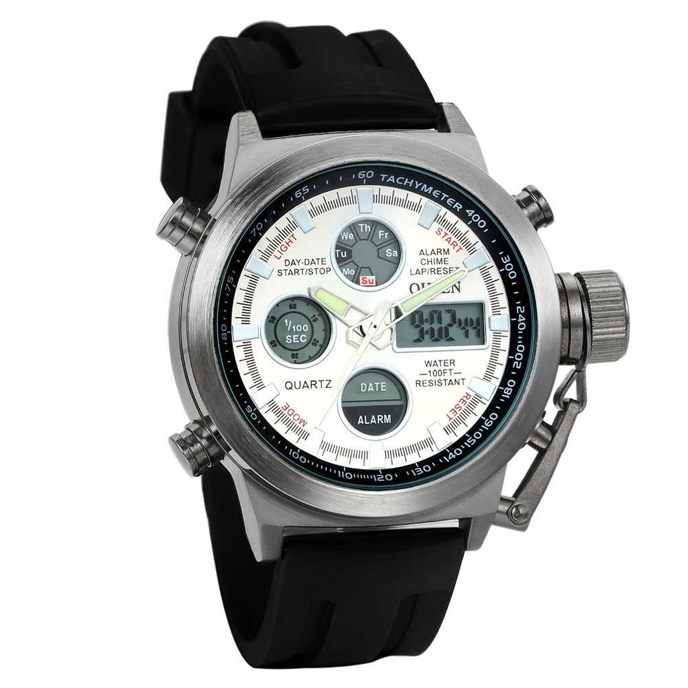 Men's Quartz Watch - 's Tactical Dual Time Army Green Analog & Digital Sports with Date - product detail view 9