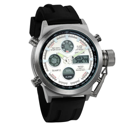 Men's Quartz Watch - 's Tactical Dual Time Army Green Analog & Digital Sports with Date - product detail view 9