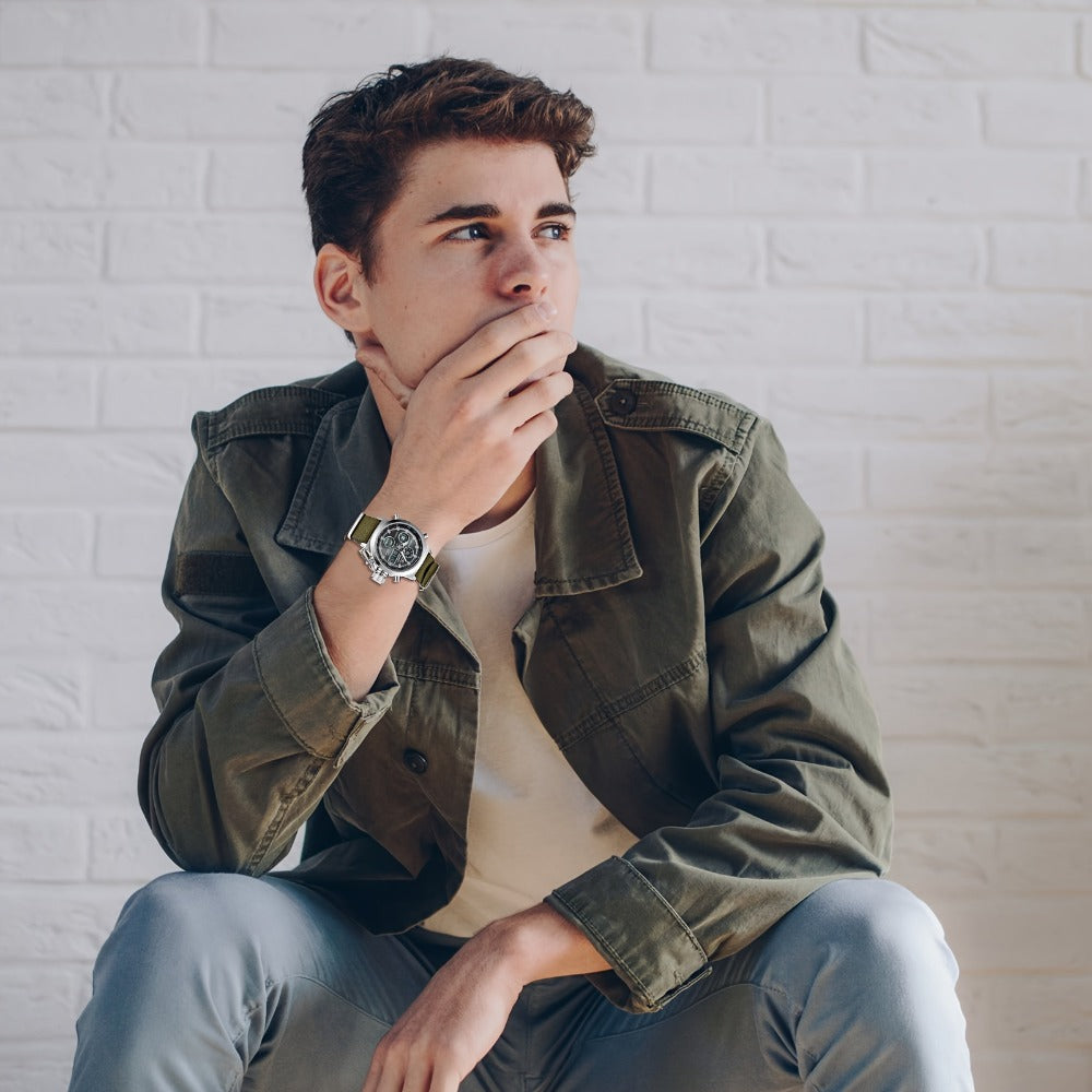 Men's Quartz Watch - 's Tactical Dual Time Army Green Analog & Digital Sports with Date - product detail view 14
