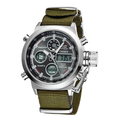 Men's Quartz Watch - 's Tactical Dual Time Army Green Analog & Digital Sports with Date - product detail view 19