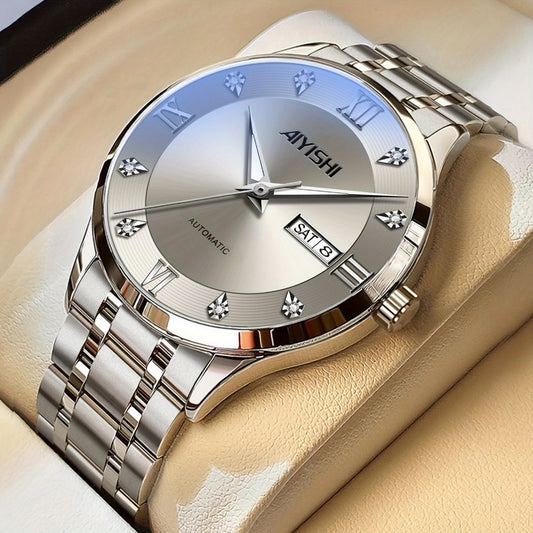 Men's Quartz Watch - 's Tourbillon Style | Stainless Steel Wristwatch with Calendar & Night - main product view