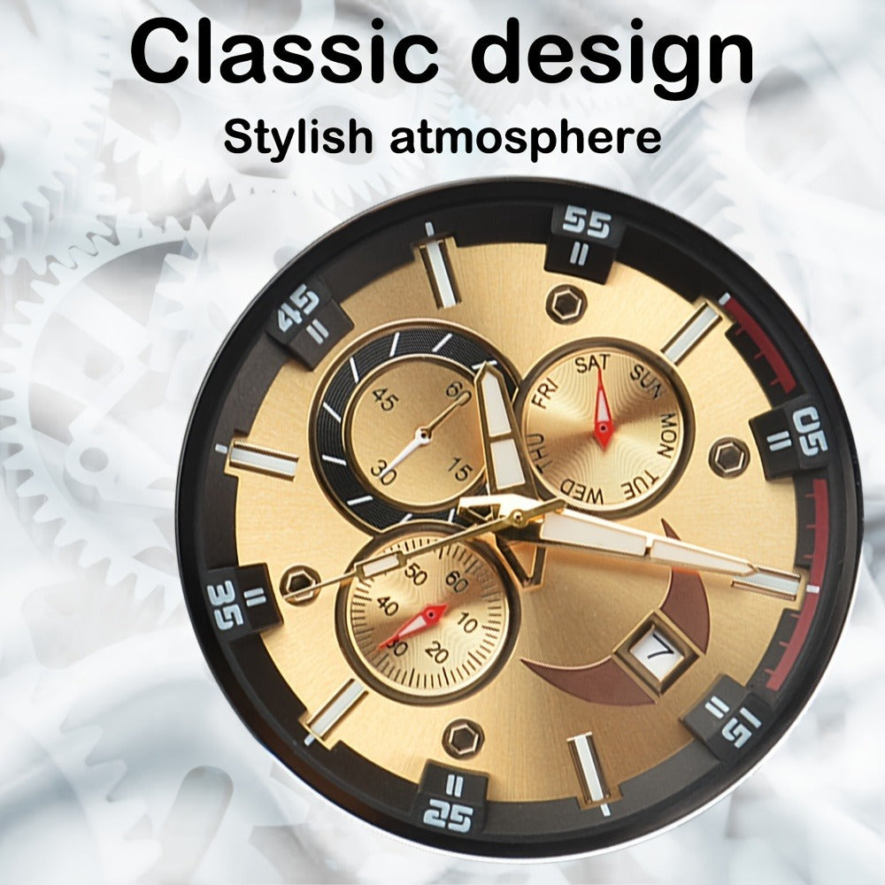 Men's Quartz Watch - 's Wooden | Luxury Multifunctional Wristwatch with Week, Calendar & Timer - product detail view 8