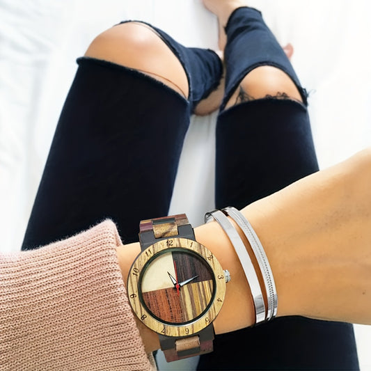 Women's Quartz Watch - 's Wooden Multicolor Wood Strap Four-Color Dial Eco-Friendly Natural - main product view