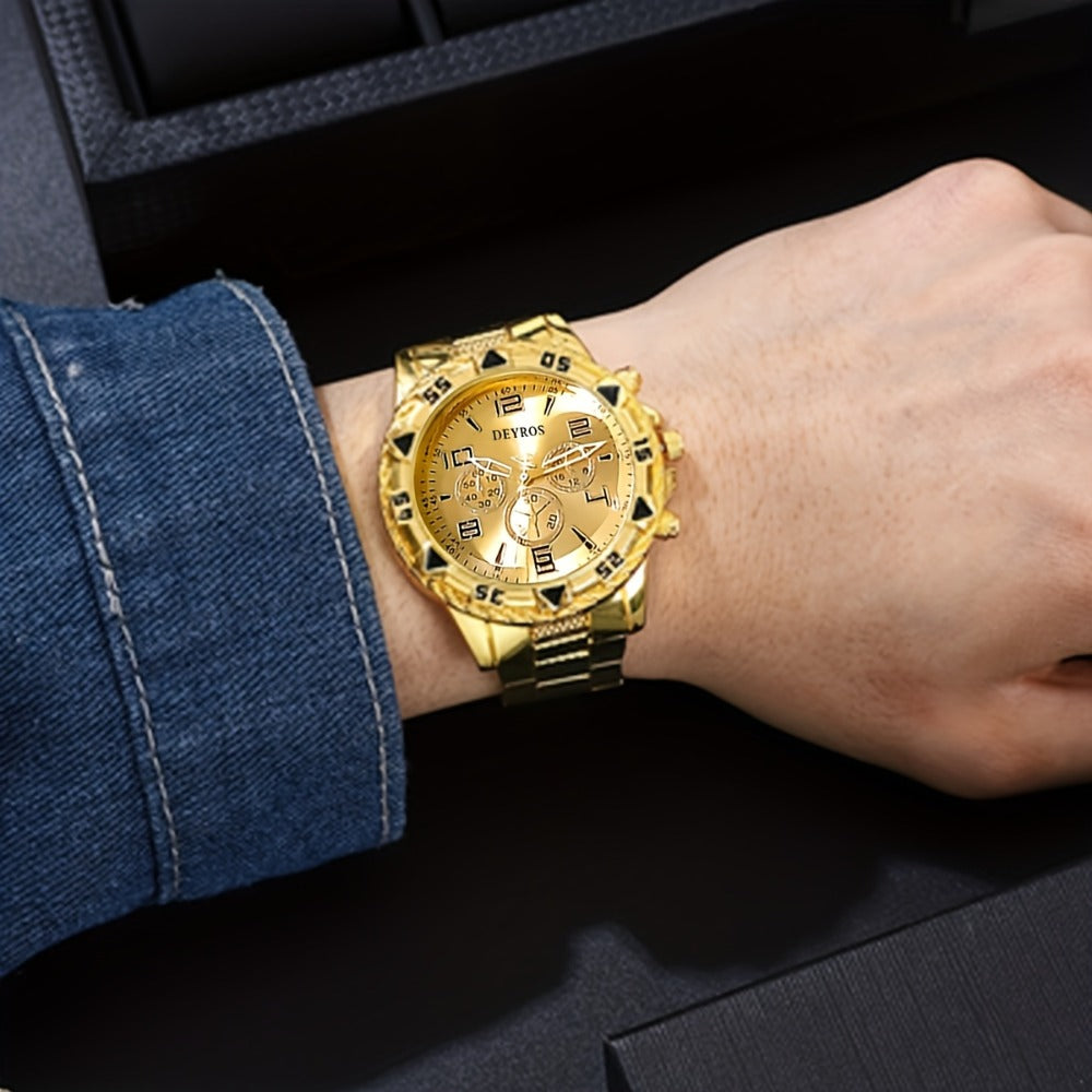 Men's Quartz Watch - Set for 6pcs Stainless Steel Analog Wristwatch Date Display Round Dial - product detail view 11