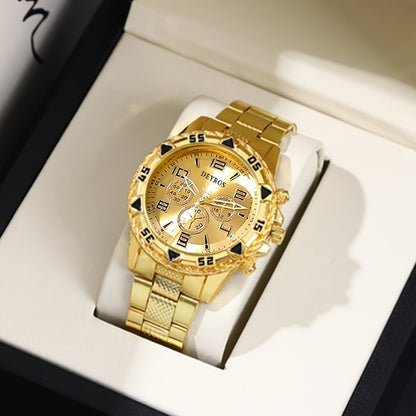 Men's Quartz Watch - Set for 6pcs Stainless Steel Analog Wristwatch Date Display Round Dial - product detail view 15