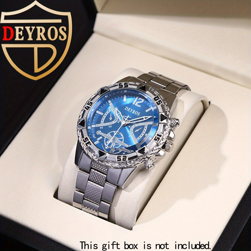 Men's Quartz Watch - Set for 6pcs Stainless Steel Analog Wristwatch Date Display Round Dial - product detail view 17