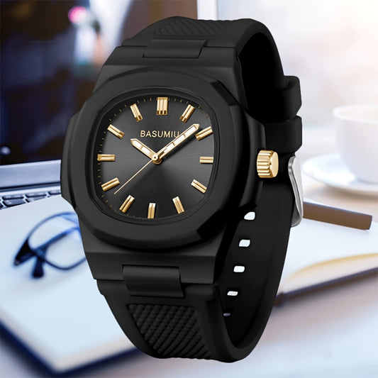 Men's Quartz Watch - Silicone Band for - Casual Minimalist Oval Dial Wristwatch, Zinc Alloy - main product view