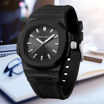 Men's Quartz Watch - Silicone Band for - Casual Minimalist Oval Dial Wristwatch, Zinc Alloy - product detail view 5
