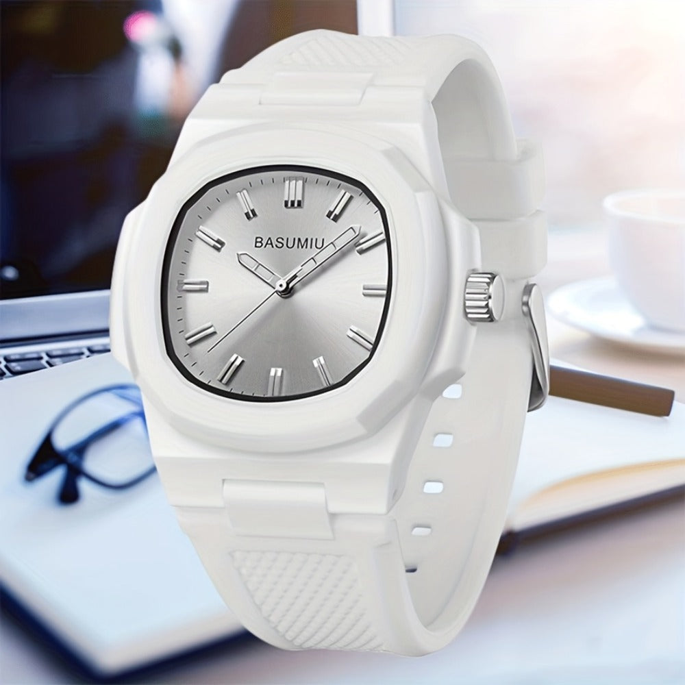 Men's Quartz Watch - Silicone Band for - Casual Minimalist Oval Dial Wristwatch, Zinc Alloy - product detail view 7