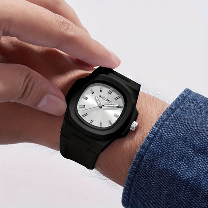 Men's Quartz Watch - Silicone Band for - Casual Minimalist Oval Dial Wristwatch, Zinc Alloy - product detail view 8