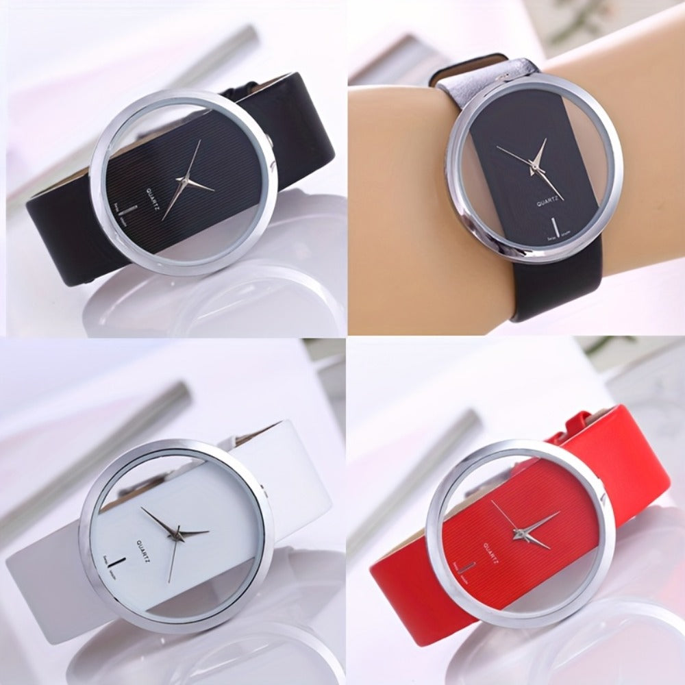 Women's Quartz Watch - Skeleton Transparent Clear Dial Wristwatch Creative Analog See-Through - product detail view 7