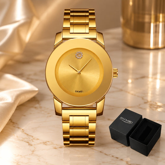 Men's Quartz Watch - SKMEI for & Women Minimalist Black Dial, Zinc Alloy Case, Stainless Steel - main product view