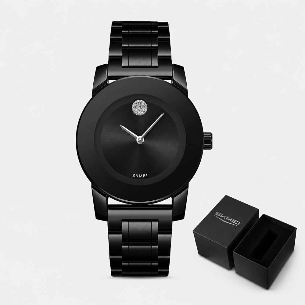Men's Quartz Watch - SKMEI for & Women Minimalist Black Dial, Zinc Alloy Case, Stainless Steel - product detail view 7