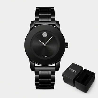 Men's Quartz Watch - SKMEI for & Women Minimalist Black Dial, Zinc Alloy Case, Stainless Steel - product detail view 7