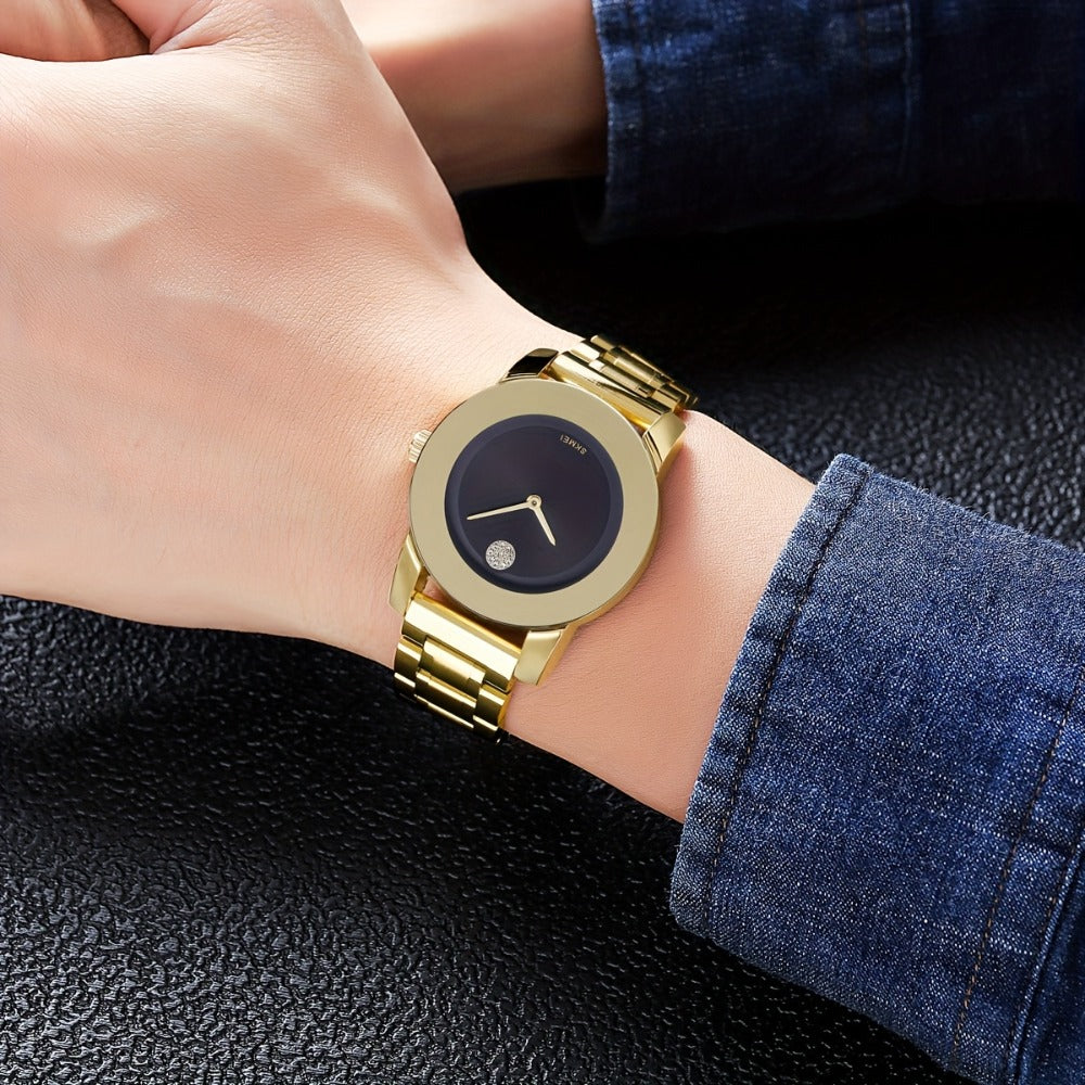 Men's Quartz Watch - SKMEI for & Women Minimalist Black Dial, Zinc Alloy Case, Stainless Steel - product detail view 8