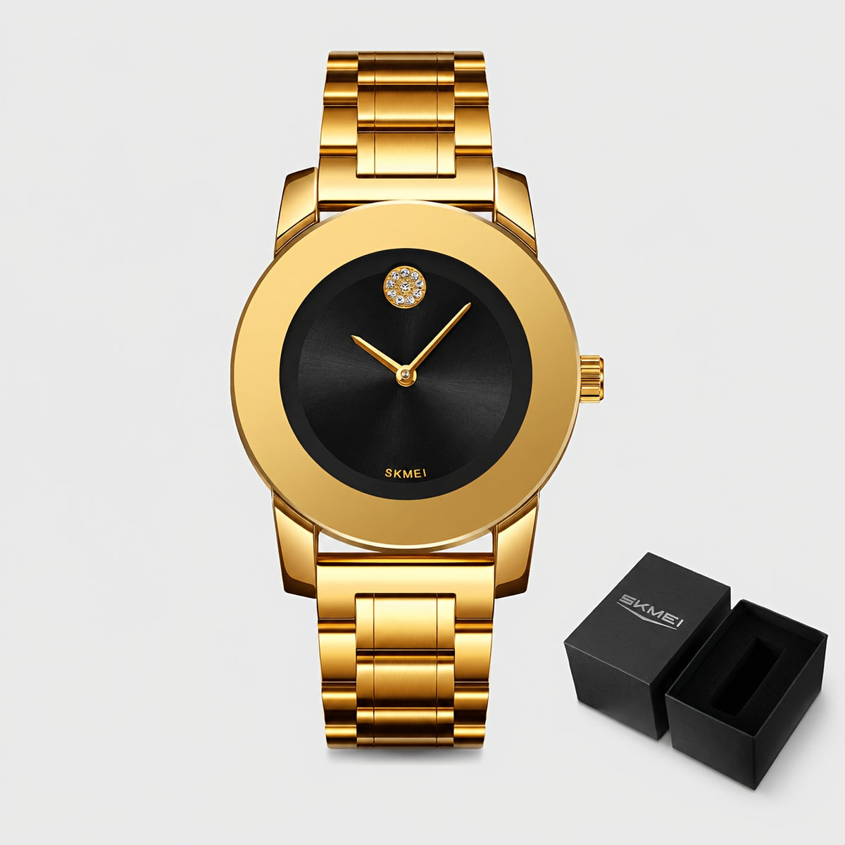 Men's Quartz Watch - SKMEI for & Women Minimalist Black Dial, Zinc Alloy Case, Stainless Steel - product detail view 13