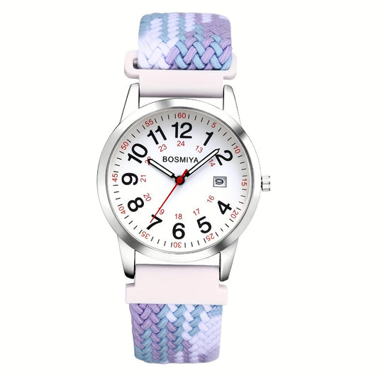 Men's Quartz Watch - Sports Braided Nylon Strap - Large Digital Calendar Dial 24 Hour Analog - main product view