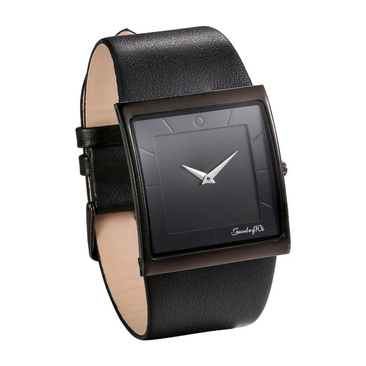 Men's Quartz Watch - Square Dial for - Genuine Leather Strap Wristwatch, Stainless Steel Case - main product view