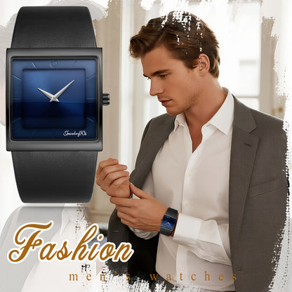 Men's Quartz Watch - Square Dial for - Genuine Leather Strap Wristwatch, Stainless Steel Case - product detail view 17