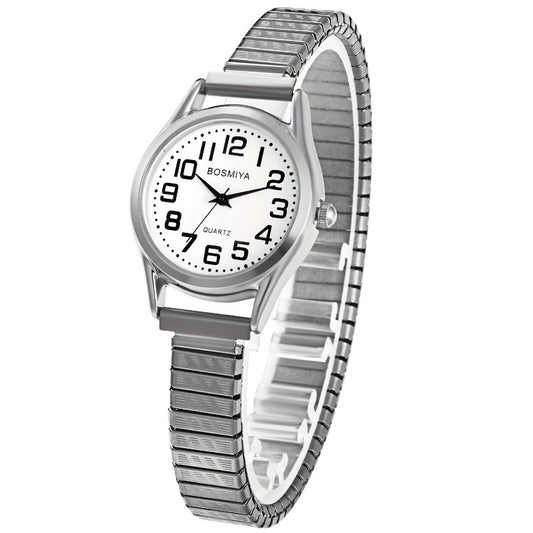 Men's Quartz Watch - Stretch Elastic Expandable Strap Analog Wristwatch Large Arabic Numerals - main product view