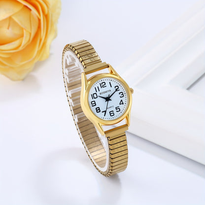 Men's Quartz Watch - Stretch Elastic Expandable Strap Analog Wristwatch Large Arabic Numerals - product detail view 4