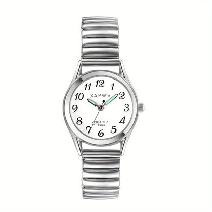 Women's Quartz Watch - Stretch Strap for Girls Elastic Alloy Band Wristwatch Luminous Hands Large - product detail view 3