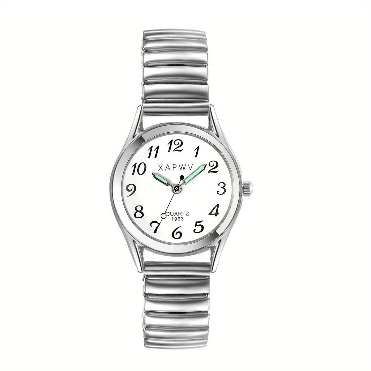 Women's Quartz Watch - Stretch Strap for Girls Elastic Alloy Band Wristwatch Luminous Hands Large - product detail view 21