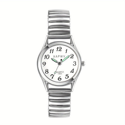 Women's Quartz Watch - Stretch Strap for Girls Elastic Alloy Band Wristwatch Luminous Hands Large - product detail view 21