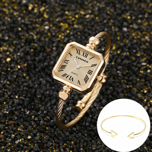 Women's Quartz Watch - Stylish 's with Sleek Alloy Strap Elegant Ladies Wristwatch in Golden & - main product view