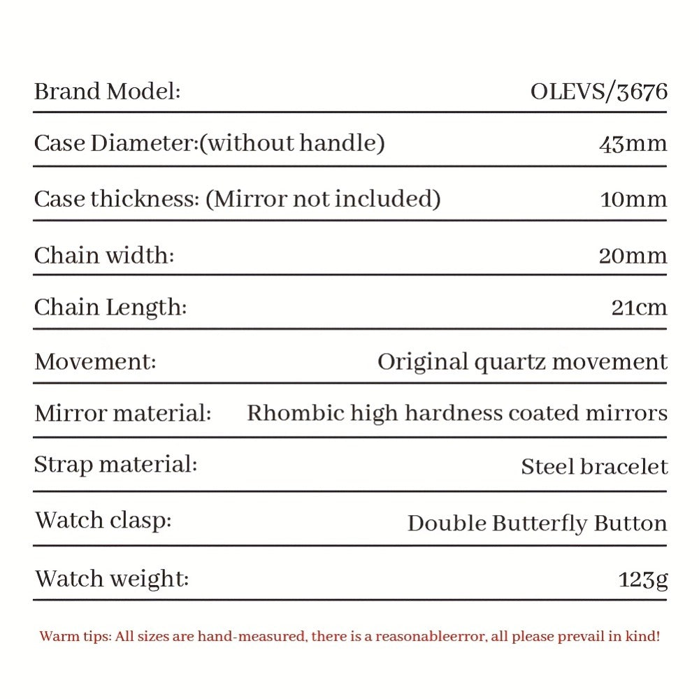 Men's Quartz Watch - Two-Tone Dress for OLEVS Classic Stainless Steel Chronograph, Moon Phase - product detail view 11