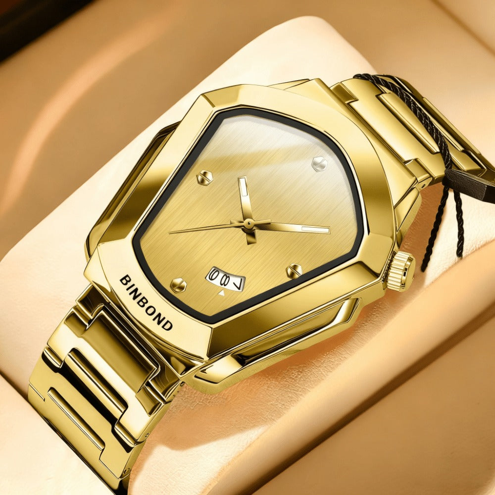 Men's Quartz Watch - Unique Irregular Dial for - Minimalist Business Wristwatch, Alloy Case & - product detail view 7