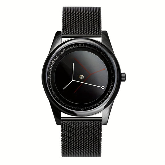 Men's Quartz Watch - Unisex Creative Design - Stainless Steel Strap Fashion Forward Wristwatch - main product view