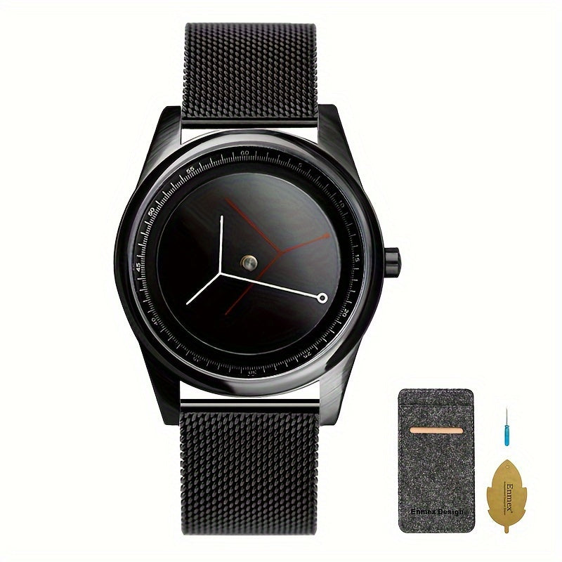 Men's Quartz Watch - Unisex Creative Design - Stainless Steel Strap Fashion Forward Wristwatch - product detail view 12