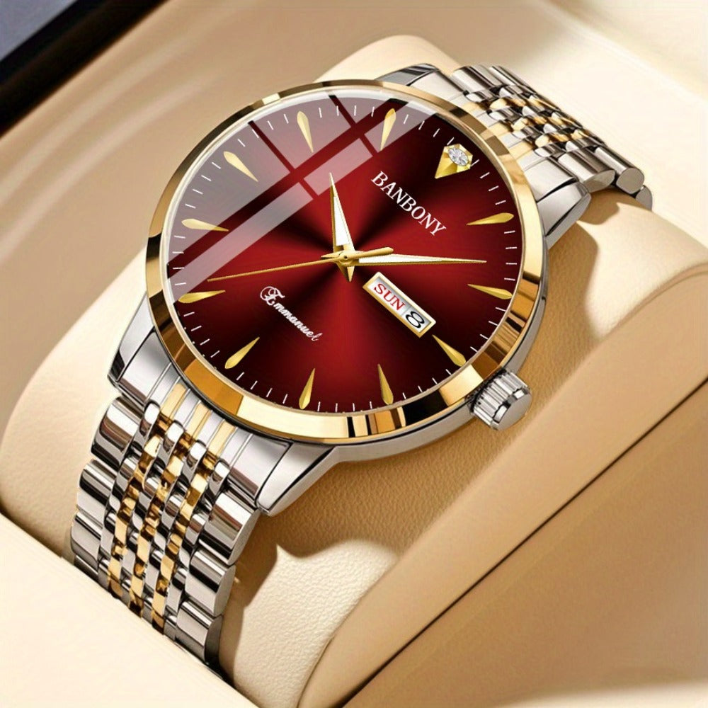 Men's Quartz Watch - Unisex Rhinestone Stainless Steel with Date Display - IPX7 Waterproof - product detail view 5