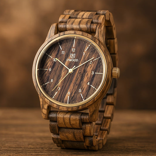 Men's Quartz Watch - Uwood Sandal Walnut Wooden for & Women Vintage Unisex Wristwatch | Tan - main product view