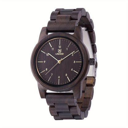 Men's Quartz Watch - Uwood Sandal Walnut Wooden for & Women Vintage Unisex Wristwatch | Tan - product detail view 5