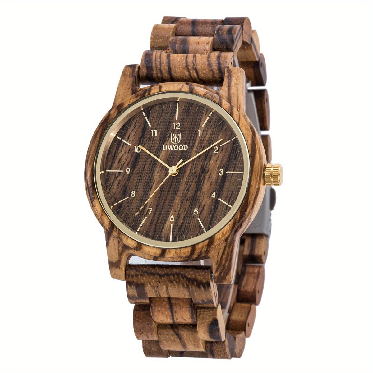 Men's Quartz Watch - Uwood Sandal Walnut Wooden for & Women Vintage Unisex Wristwatch | Tan - product detail view 12